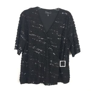 Collection Dressbarn Black Sparkly Formal Blouse